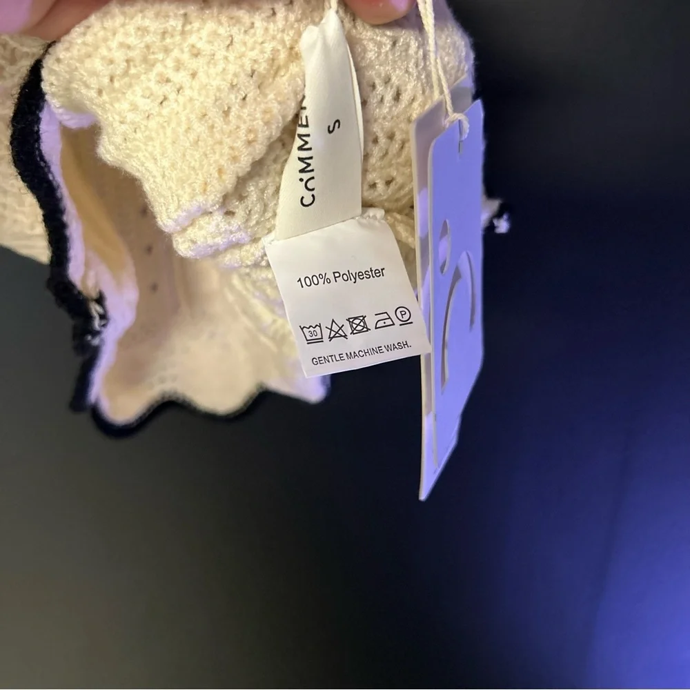 Commense Maze Crochet Eyelet Flounce Knit Sweater Tank Top S NWT - Picture 5 of 9